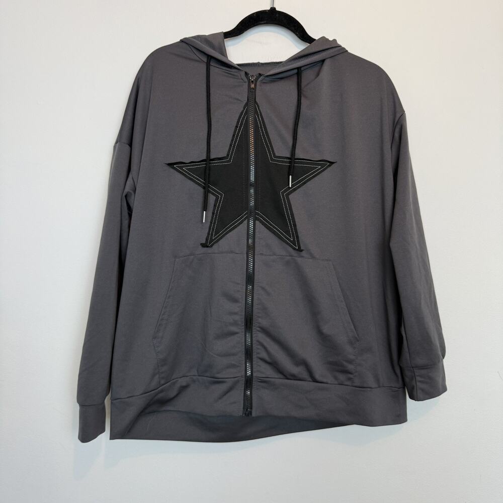 Vintage y2k grunge hoodie star emblem lightweight skate gorpcore MD